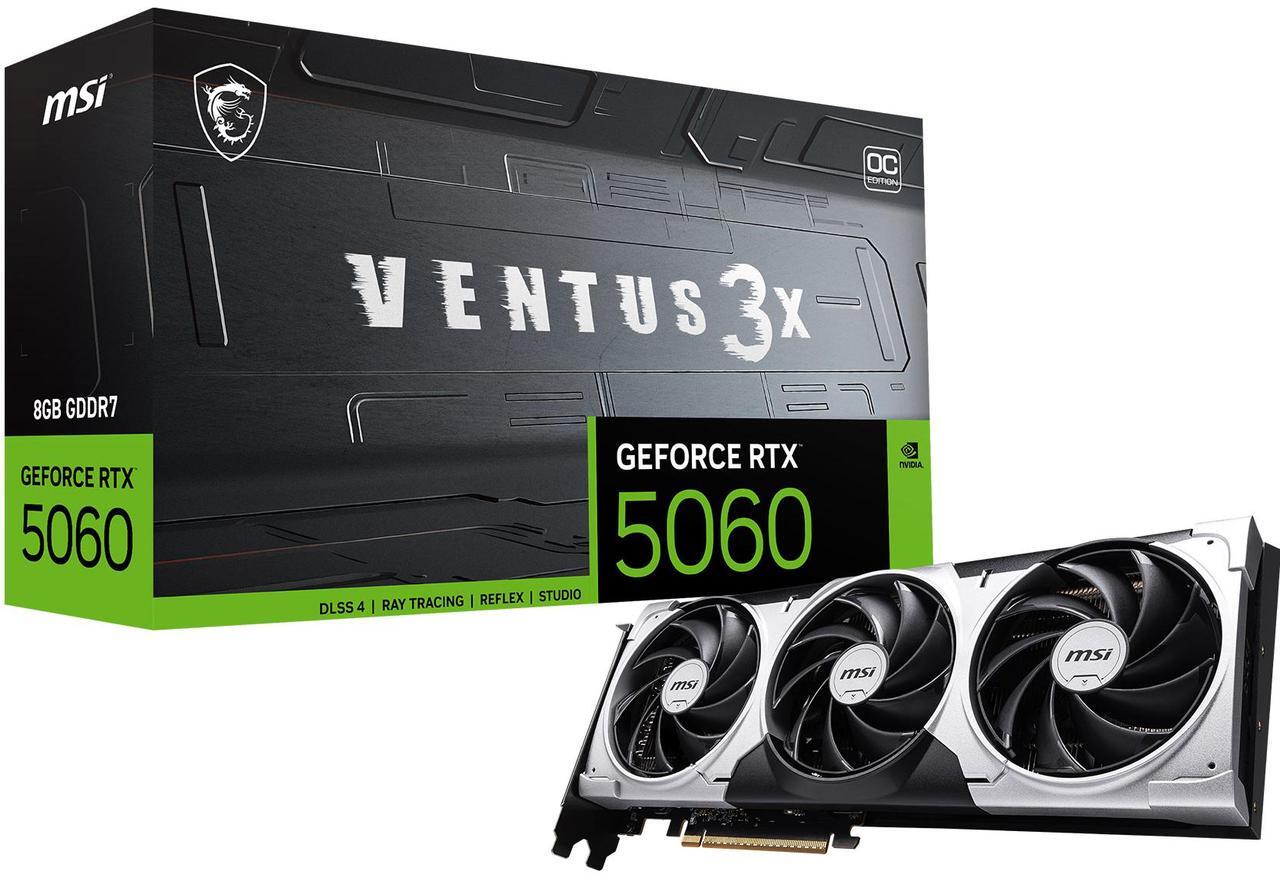 Alt view image 10 of 10 - MSI Ventus GeForce RTX 5060 8GB GDDR7 PCI Express 5.0 x 16 (use x8) Graphics Card RTX 5060 8G VENTUS 3X OC