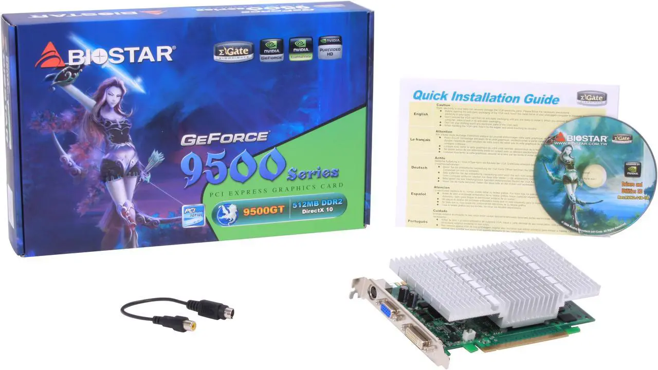 Alt view image 5 of 5 - BIOSTAR GeForce 9500 GT 512MB GDDR2 PCI Express 2.0 x16 SLI Support Graphics Card V9502GT51