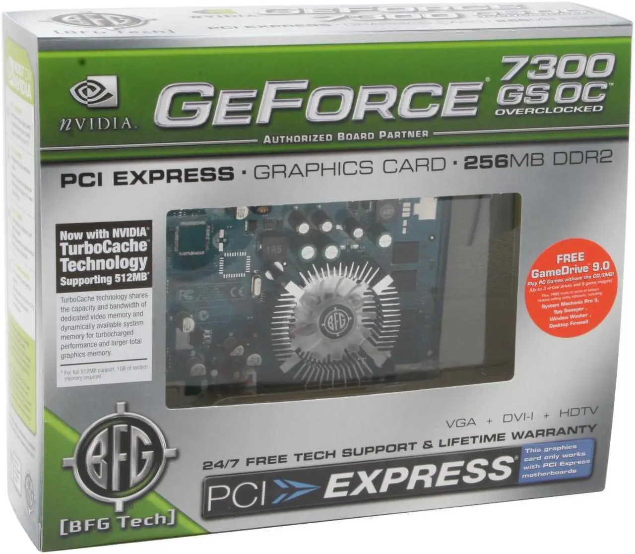 Alt view image 5 of 5 - BFG Tech GeForce 7300GS 512MB(256MB on board) GDDR2 PCI Express x16 Graphics Card BFGR73256GSOCE