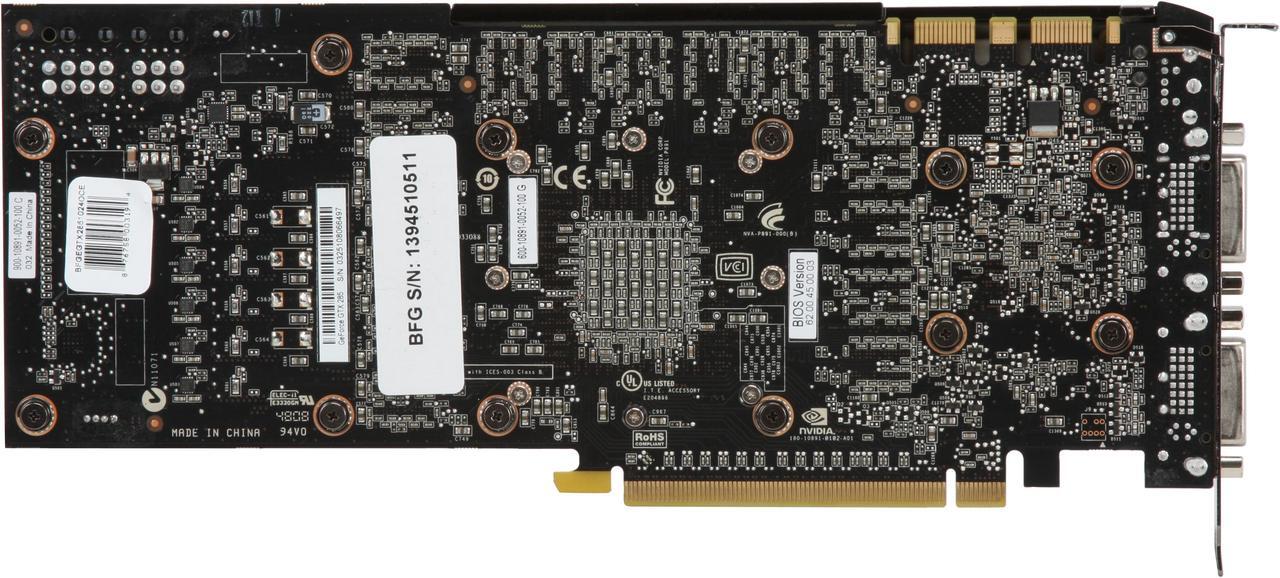 Alt view image 4 of 6 - BFG Tech GeForce GTX 285 1GB GDDR3 PCI Express 2.0 x16 SLI Support Graphics Card BFGEGTX2851024OCE