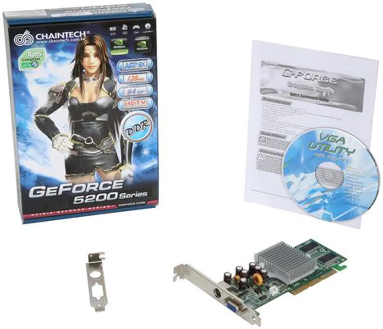 Alt view image 5 of 5 - CHAINTECH GeForce FX 5200 128MB DDR AGP 4X/8X Low Profile Graphics Card LA-FX20-H