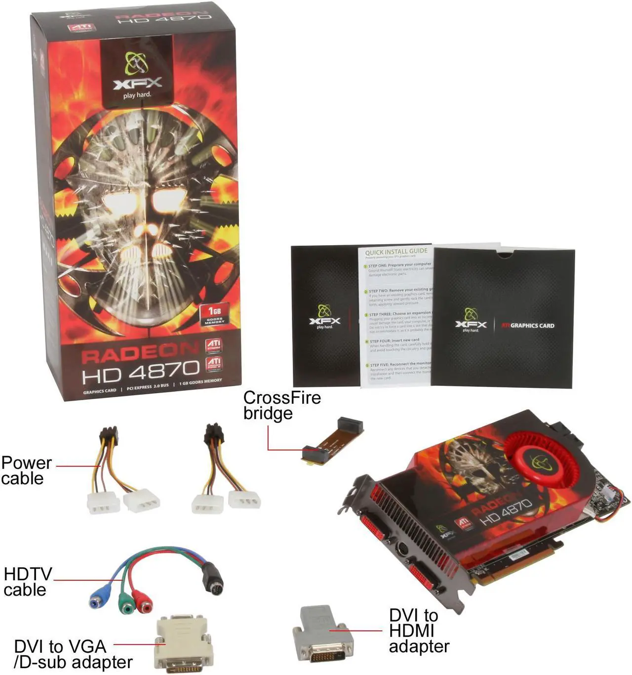 Alt view image 6 of 6 - XFX Radeon HD 4870 1GB GDDR5 PCI Express 2.0 x16 CrossFireX Support Graphics Card HD-487A-ZHFC