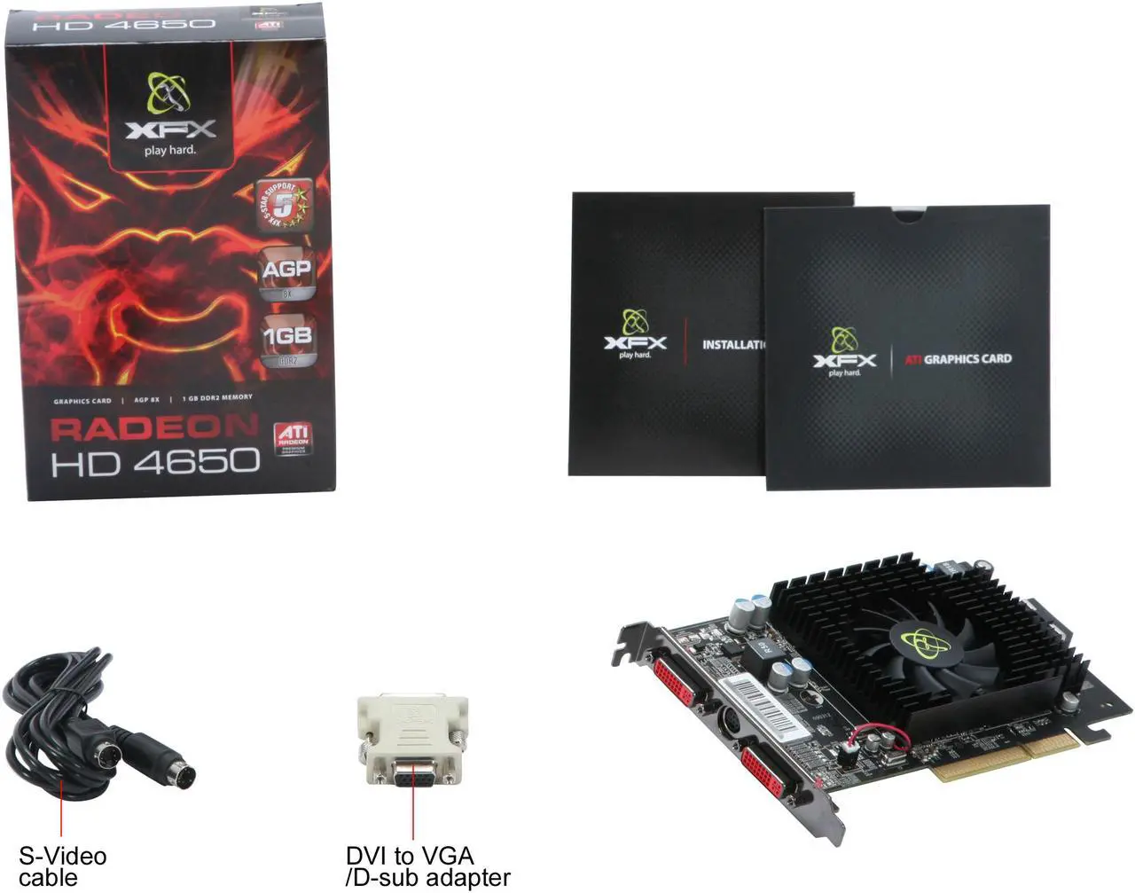 Alt view image 6 of 6 - XFX Radeon HD 4650 1GB DDR2 AGP 8X Graphics Card HD-465X-ZPF2