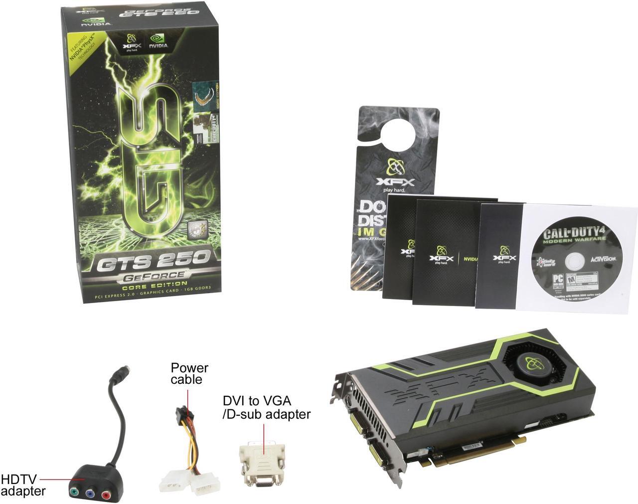 Alt view image 6 of 6 - XFX GeForce GTS 250 1GB DDR3 PCI Express 2.0 x16 SLI Support Graphics Card GS250XZDFU