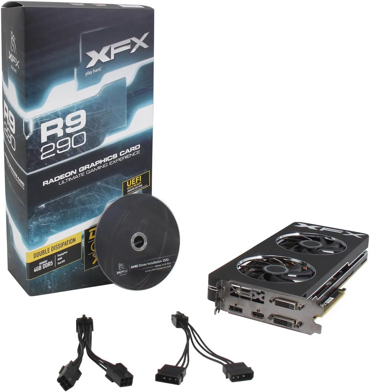 Alt view image 6 of 6 - XFX Radeon R9 290 4GB GDDR5 PCI Express 3.0 x16 CrossFireX Support Graphics Card R9-290A-EDFD