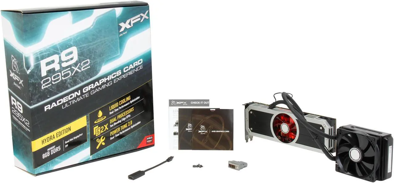 Alt view image 6 of 6 - XFX Core Edition Radeon R9 295x2 8GB GDDR5 PCI Express 3.0 CrossFireX Support Graphics Card R9-295X-8QFA