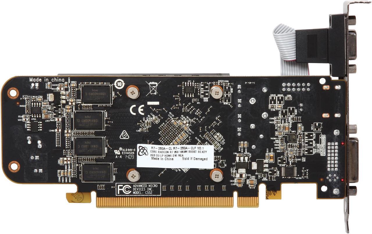 Alt view image 5 of 5 - XFX Core Edition Radeon R7 250 2GB DDR3 PCI Express 3.0 CrossFireX Support Low Profile Ready Graphics Card R7-250A-CLF4
