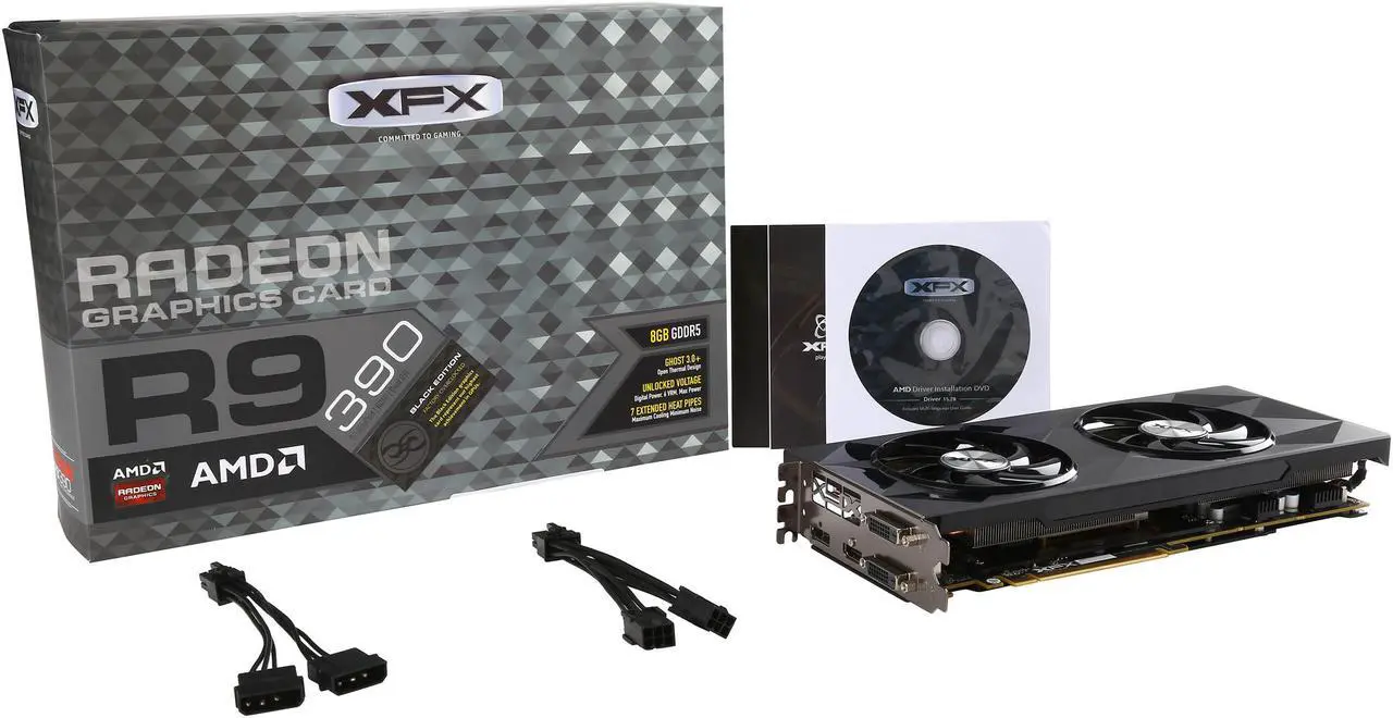 Alt view image 7 of 6 - XFX BLACK Edition Radeon R9 390 8GB GDDR5 PCI Express 3.0 CrossFireX Support Graphics Card R9-390P-8286