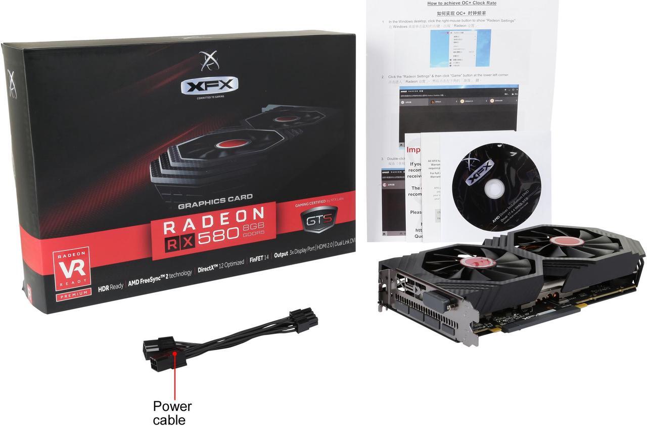 Alt view image 7 of 6 - XFX Radeon RX 580 DirectX 12 RX-580P8DFD6 XXX Edition 8GB 256-Bit GDDR5 PCI Express 3.0 CrossFireX Support Video Card