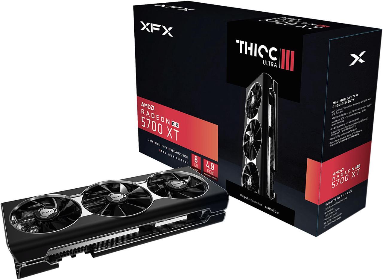 Alt view image 7 of 7 - XFX RX 5700 XT THICC III ULTRA 8GB BOOST UP TO 2025 MHz GDDR6 3xDP HDMI Video Card