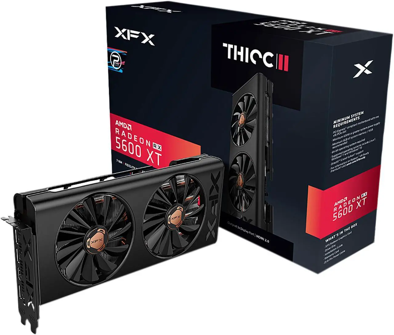 Alt view image 4 of 4 - XFX Radeon RX 5600 XT RX-56XT6DF46 Video Card THICC II PRO-14GBPS 6GB BOOST UP TO 1620M D6  3xDP HDMI