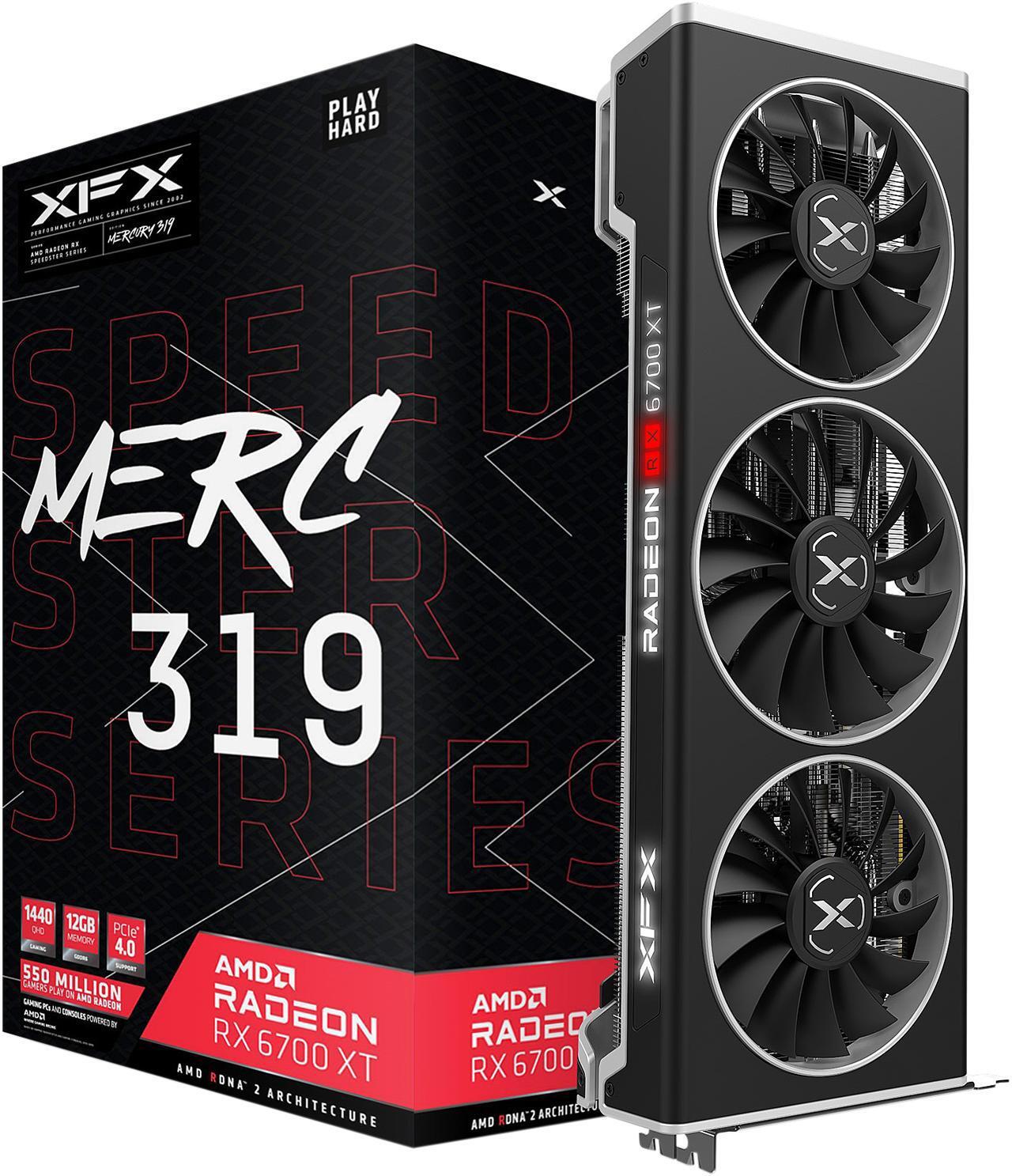 Alt view image 8 of 8 - XFX SPEEDSTER MERC319 AMD Radeon RX 6700 XT BLACK Gaming Graphics Card with 12GB GDDR6 HDMI 3xDP, AMD RDNA 2 (RX-67XTYTBDP)