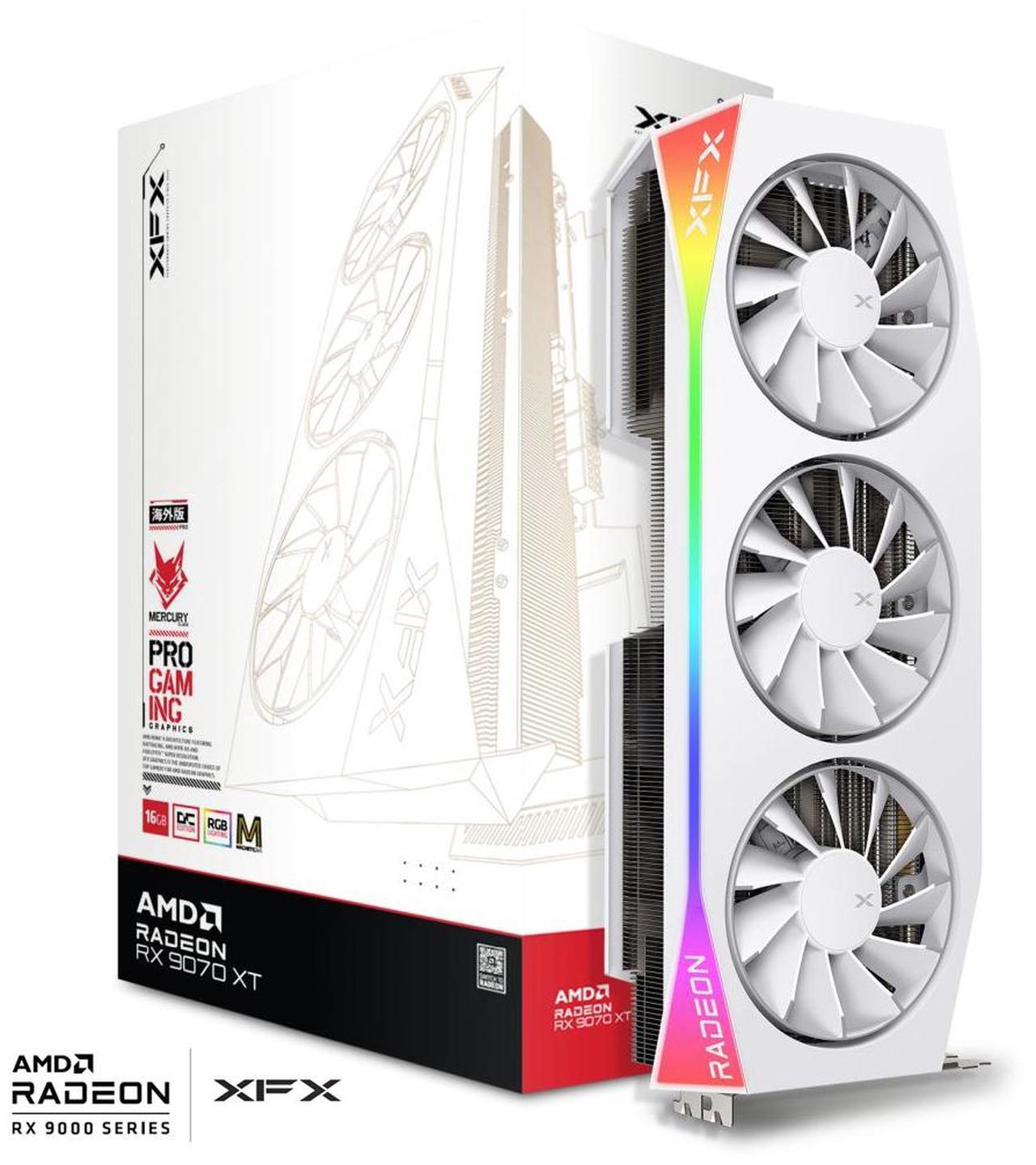 Alt view image 6 of 7 - XFX Mercury AMD Radeon RX 9070XT OC 16GB 256-Bit GDDR6 PCI-Express 5.0 RDNA 4 White Magnetic Air Gaming Graphics Card