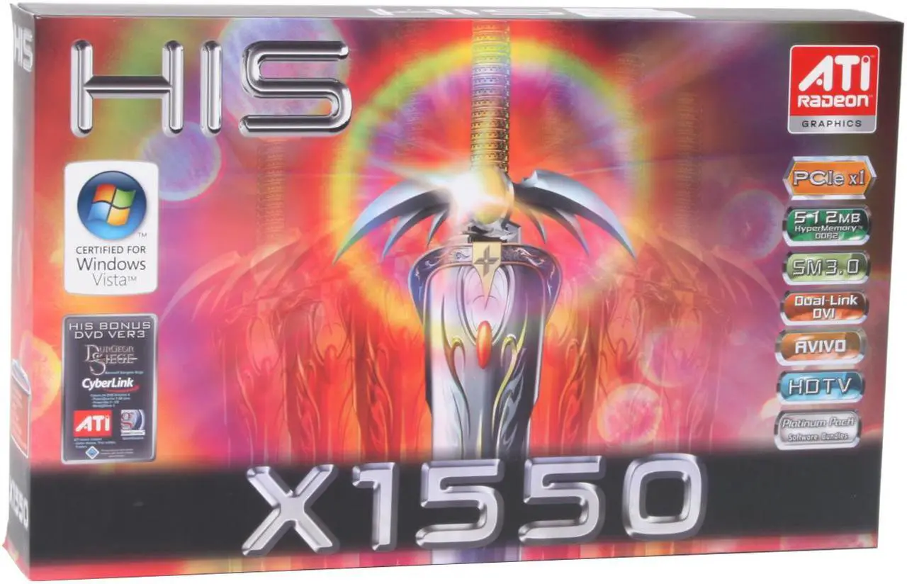 Alt view image 7 of 7 - HIS Radeon X1550 256MB GDDR2 PCI Express x1 Low Profile Ready Graphics Card H155HMF256EL1N-R