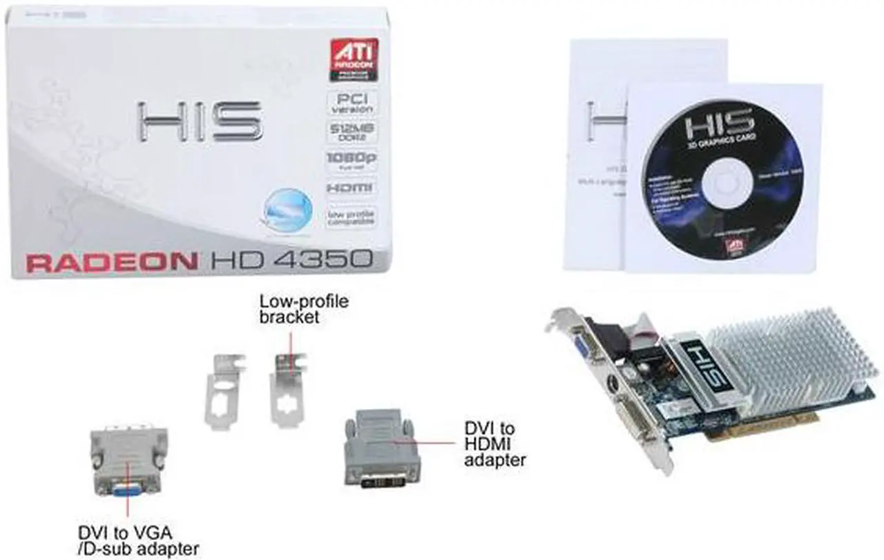 Alt view image 5 of 5 - HIS Radeon HD 4350 512MB DDR2 PCI Low Profile Ready Graphics Card H435H512PP