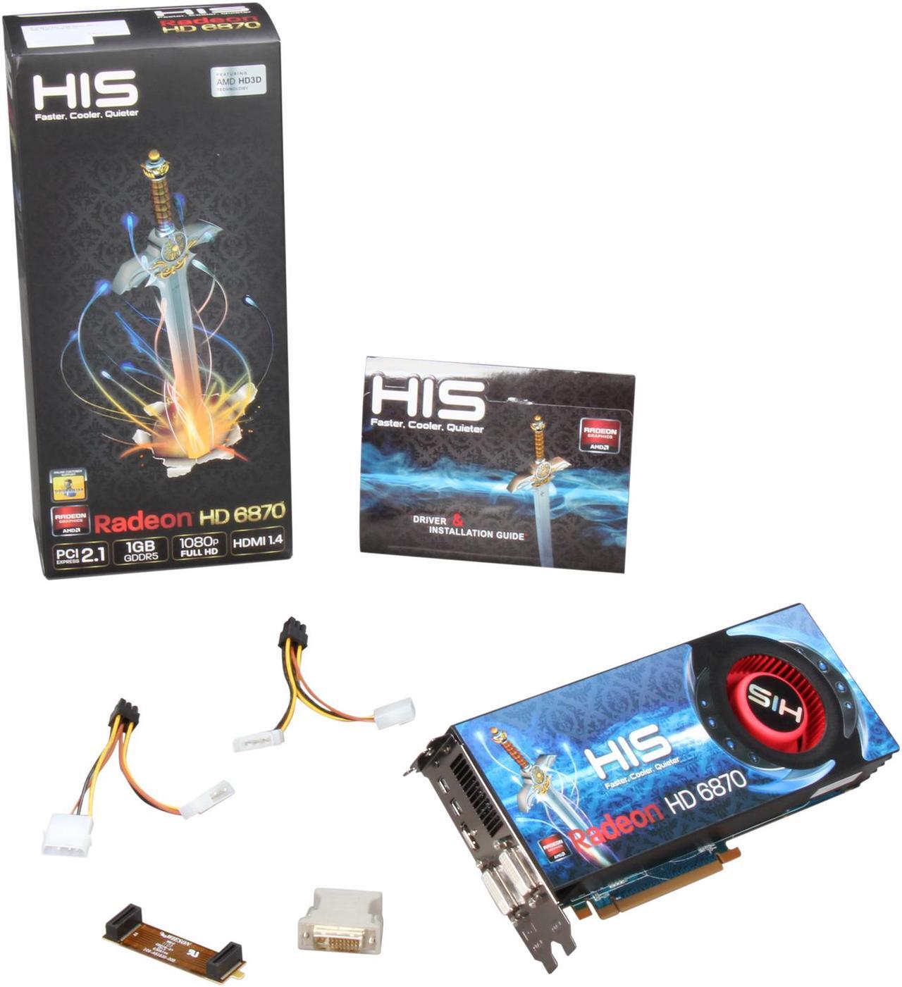 Alt view image 6 of 6 - HIS Radeon HD 6870 1GB GDDR5 PCI Express 2.1 x16 CrossFireX Support Video Card with Eyefinity H687F1G2M