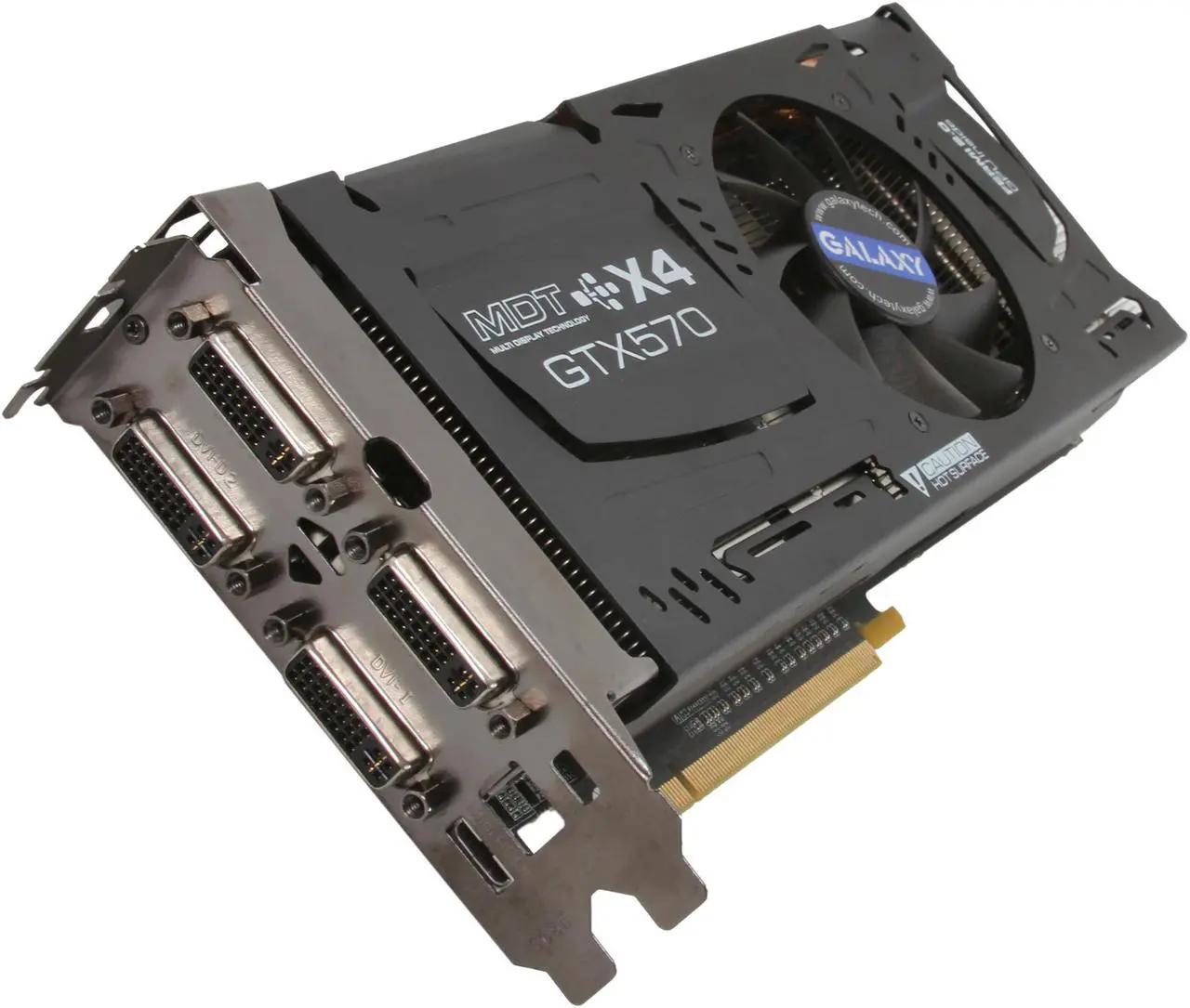 Main image of Galaxy 57NKH3DH5PXK MDT X4 GeForce GTX 570 (Fermi) 1280MB 320-bit GDDR5 PCI Express 2.0 x16 HDCP Ready SLI Support Multi-Display Video Card