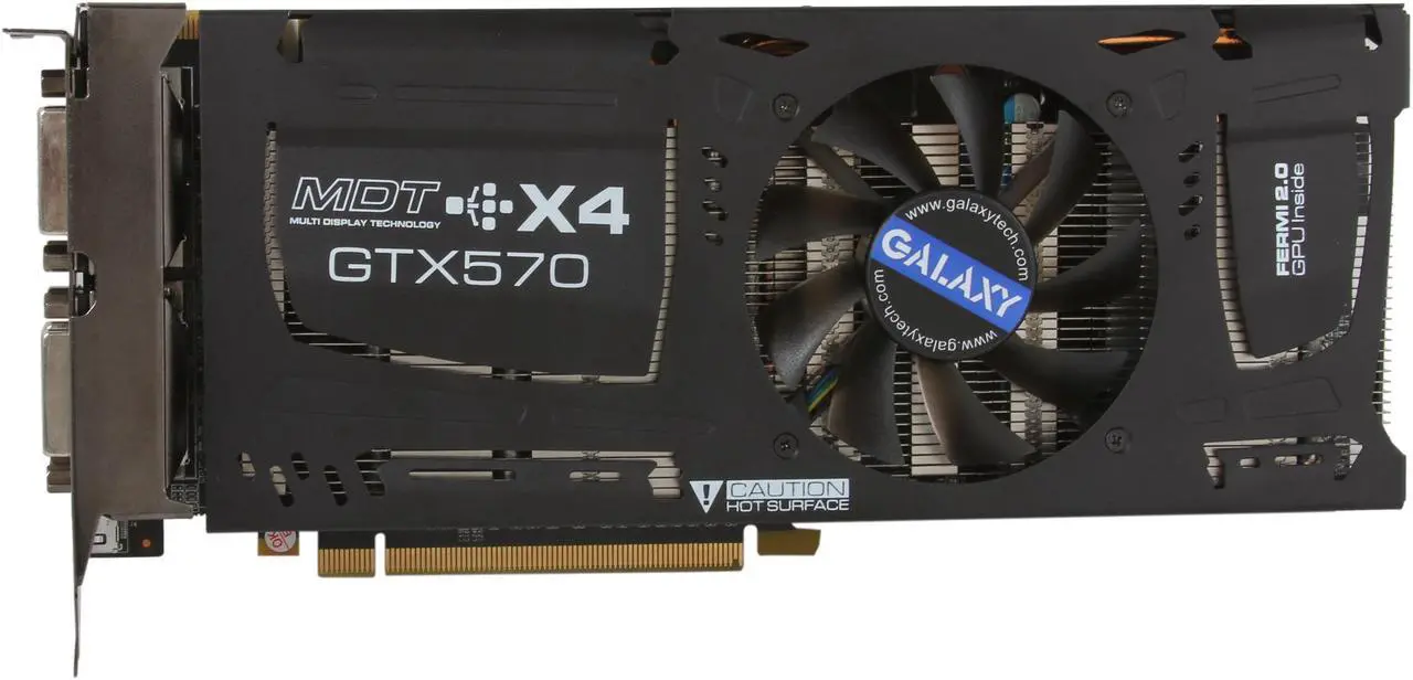 Alt view image 3 of 6 - Galaxy 57NKH3DH5PXK MDT X4 GeForce GTX 570 (Fermi) 1280MB 320-bit GDDR5 PCI Express 2.0 x16 HDCP Ready SLI Support Multi-Display Video Card
