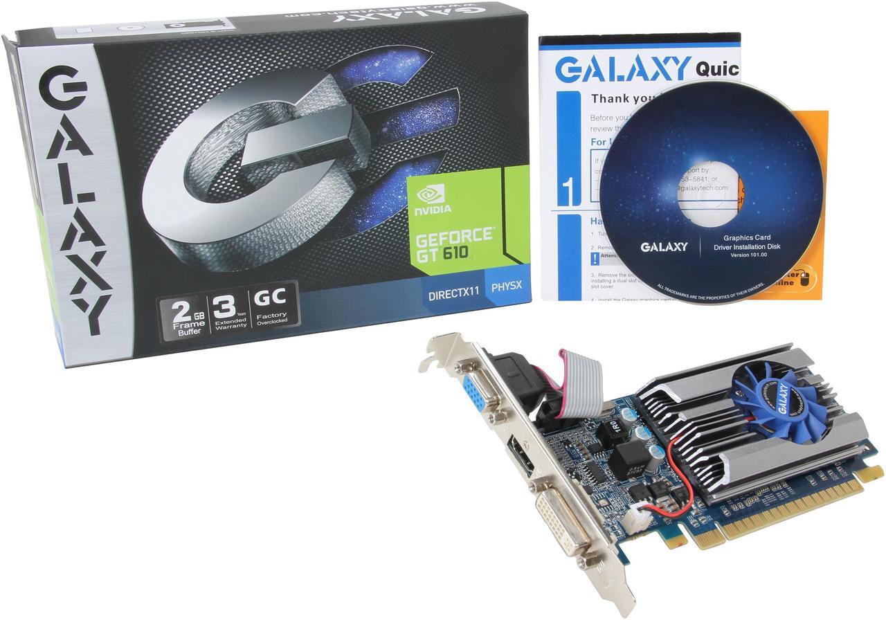 Alt view image 5 of 5 - Galaxy 61TPS4HX2LNX GeForce GT 610 GC 2GB 64-bit DDR3 PCI Express 2.0 x16 HDCP Ready  Video Card