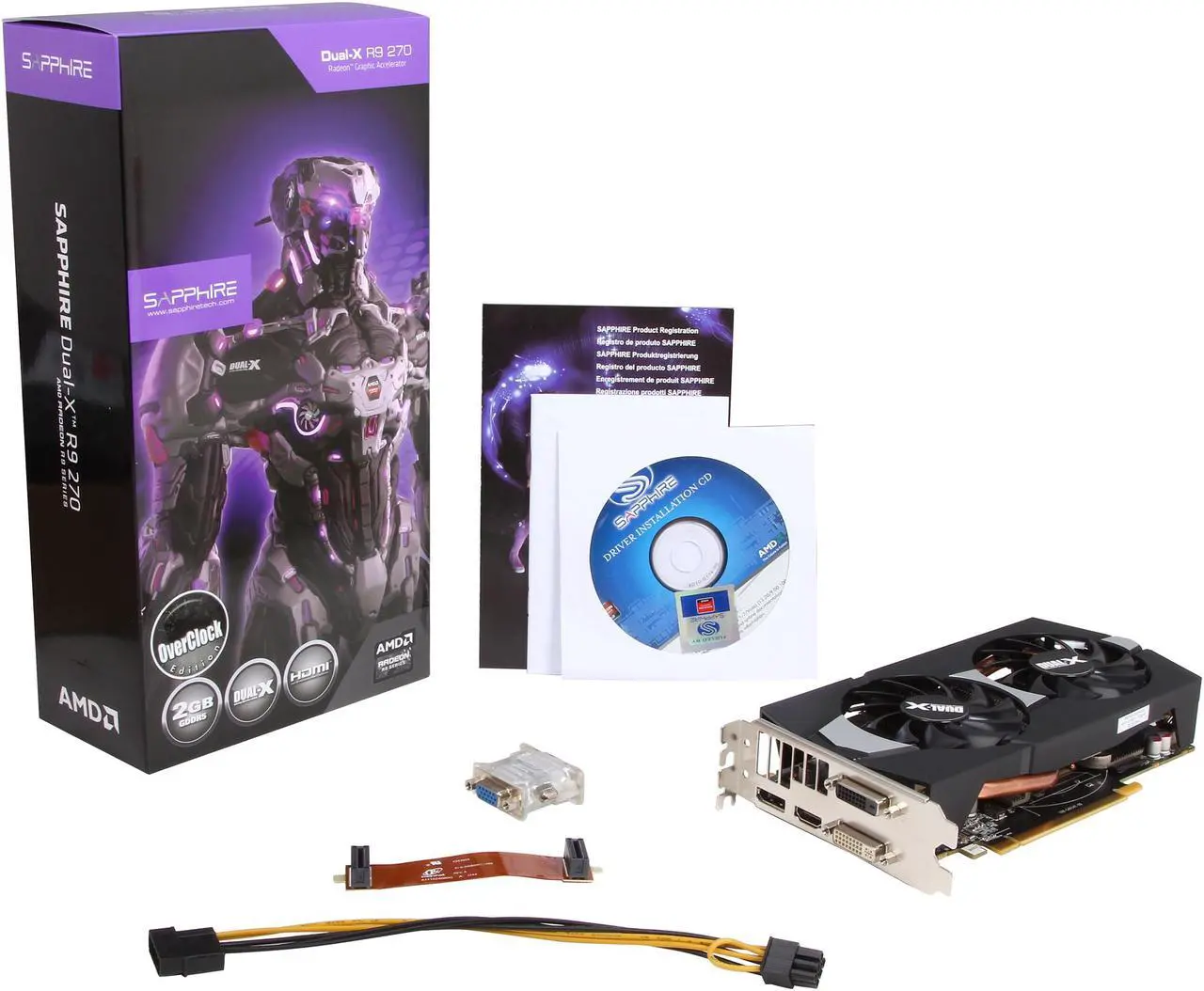 Alt view image 6 of 6 - SAPPHIRE DUAL-X Radeon R9 270 2GB GDDR5 PCI Express 3.0 Graphics Card 100365L