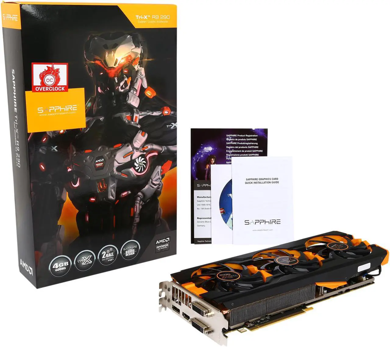 Alt view image 6 of 6 - SAPPHIRE Radeon R9 290 4GB GDDR5 PCI Express 3.0 CrossFireX Support Graphics Card 100362-3L