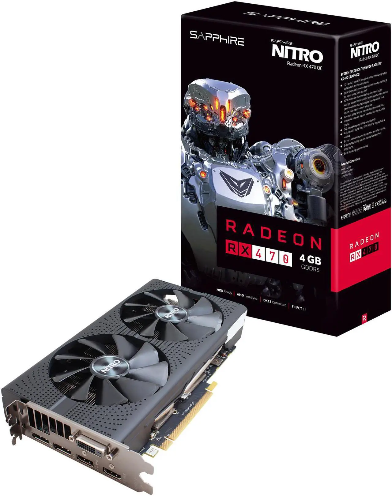 Alt view image 3 of 4 - SAPPHIRE NITRO Radeon RX 470 4GB GDDR5 PCI Express 3.0 CrossFireX Support Graphics Card 100407NT4GOCL