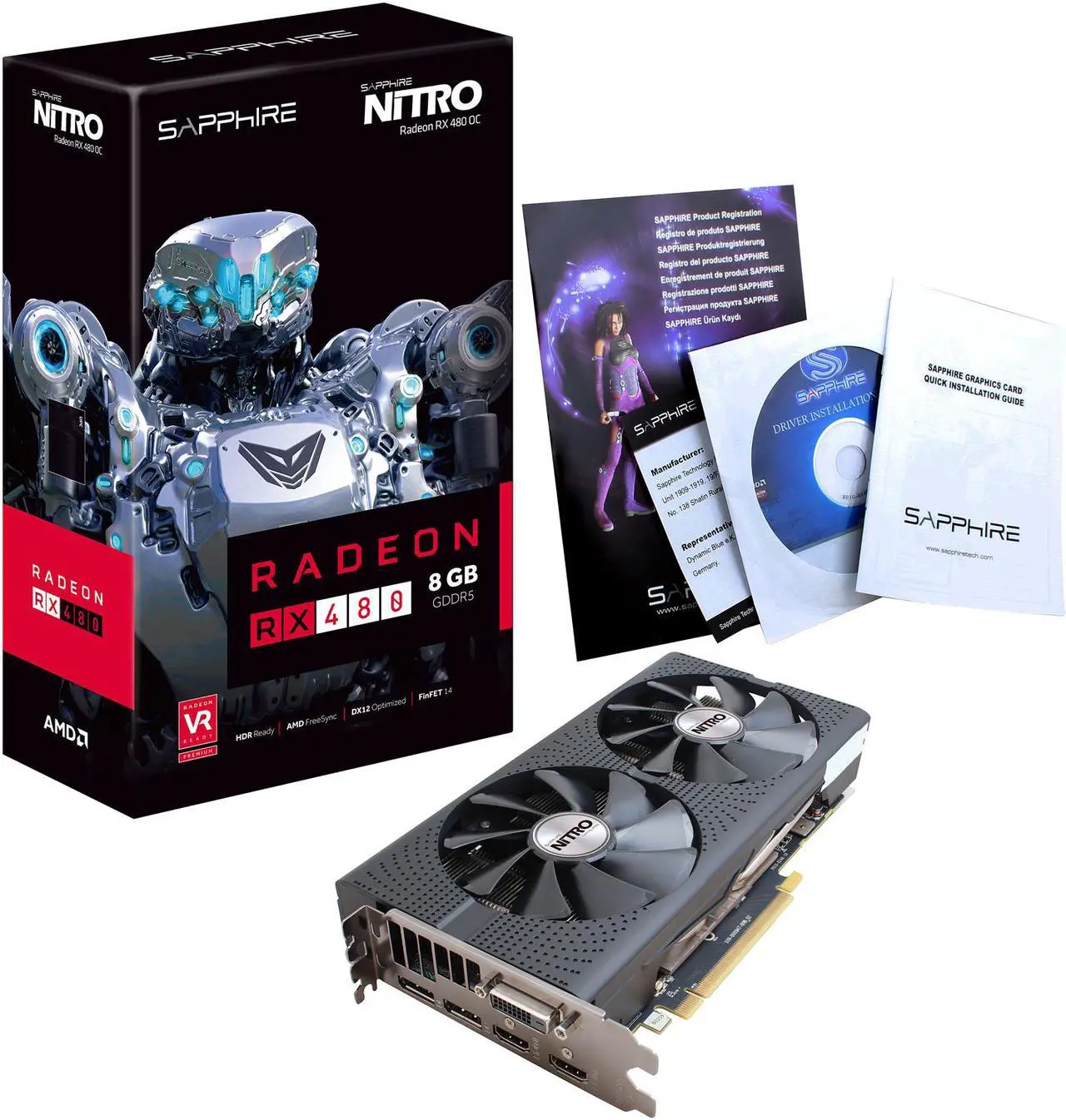 Alt view image 4 of 4 - SAPPHIRE NITRO Radeon RX 480 8GB GDDR5 PCI Express 3.0 CrossFireX Support Graphics Card 100406NT8GOCL