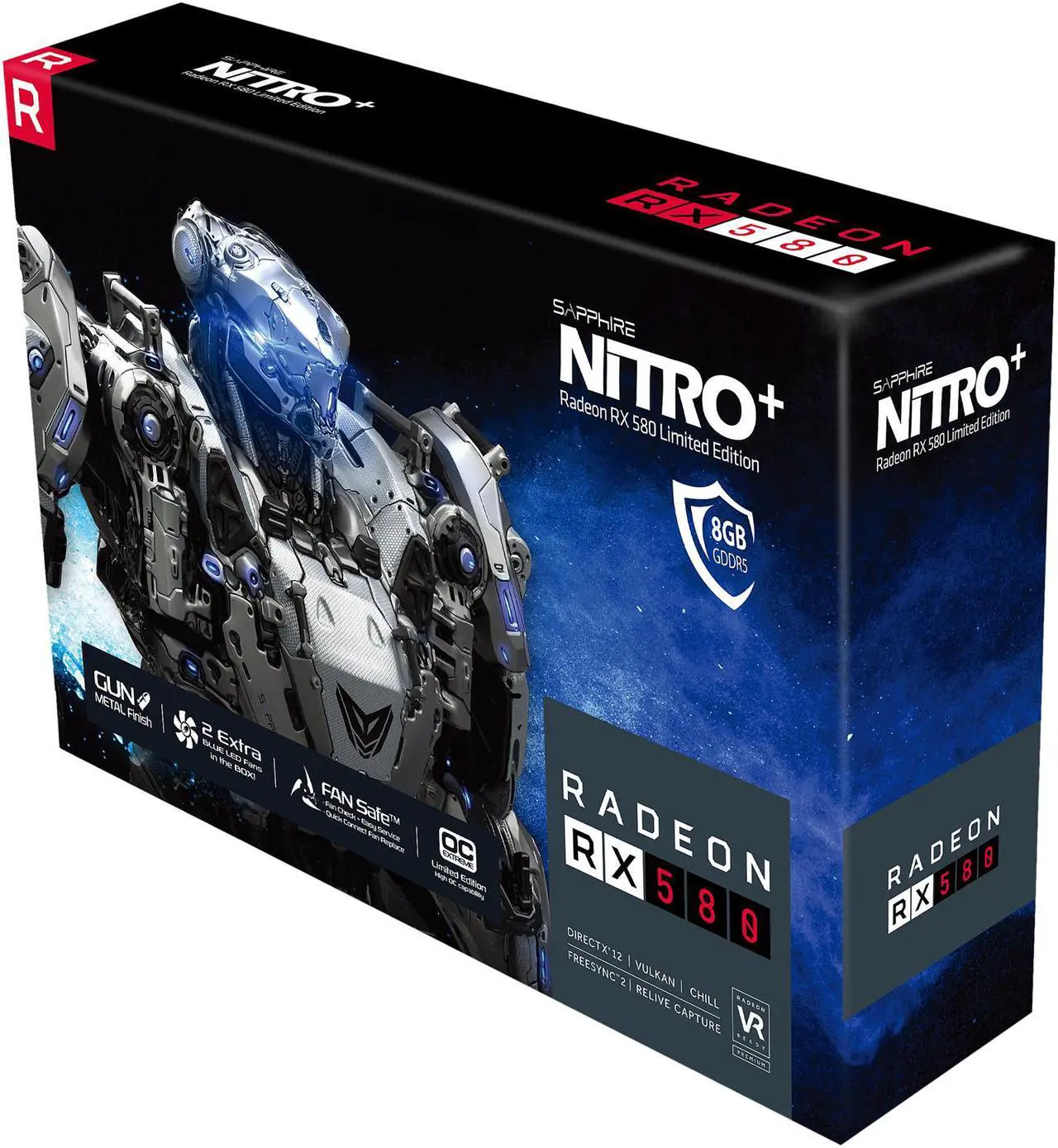 Alt view image 5 of 5 - Sapphire NITRO+ Radeon RX 580 8GB GDDR5 PCI-E Dual HDMI / DVI-D / Dual DP w/ Backplate Limited Edition (UEFI), 100411NT+8GSR