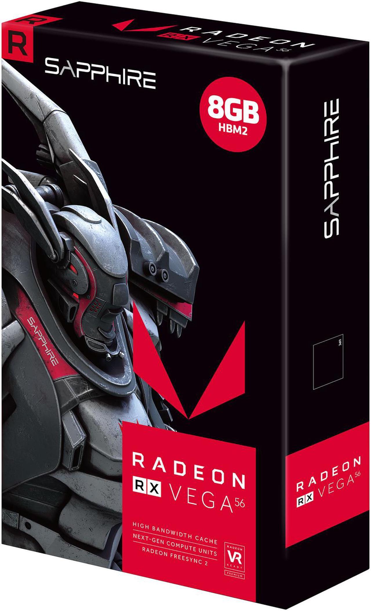 Alt view image 7 of 7 - SAPPHIRE Radeon RX Vega 56 8GB HBM2 CrossFireX Support ATX Graphics Card 100420L
