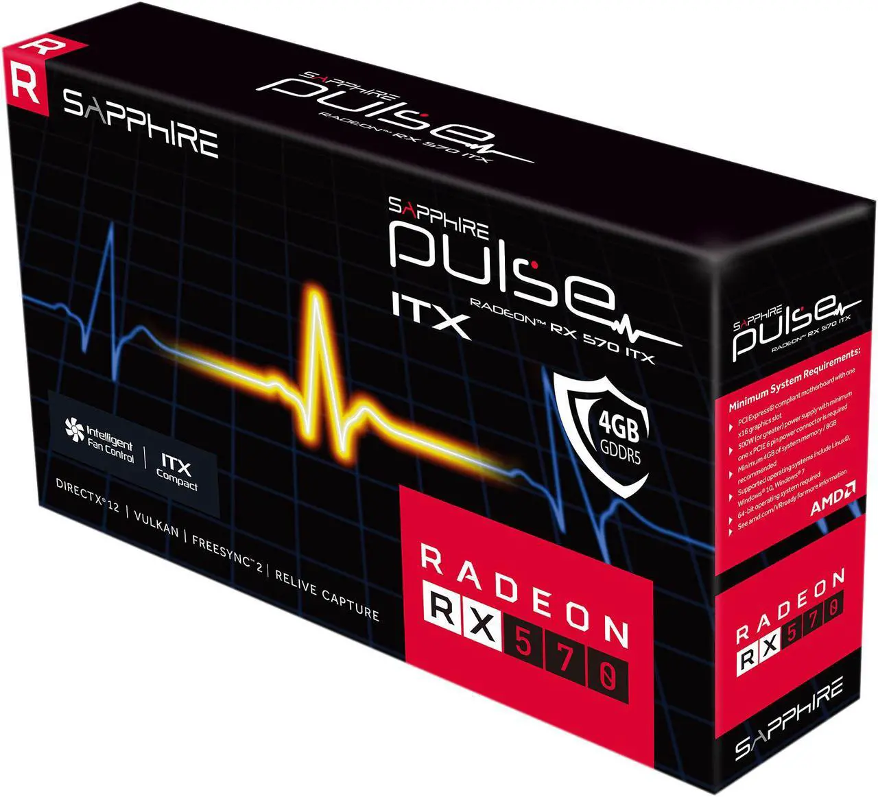 Alt view image 5 of 5 - SAPPHIRE PULSE Radeon RX 570 4GB GDDR5 CrossFireX Support ITX Graphics Card 100412P4GITXL