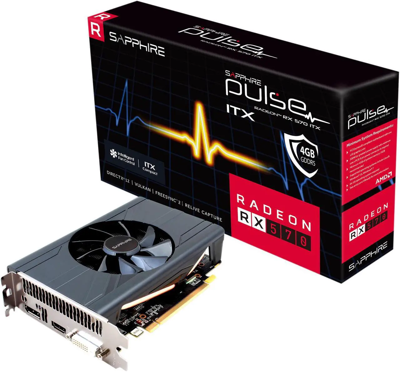 Alt view image 4 of 5 - SAPPHIRE PULSE Radeon RX 570 4GB GDDR5 CrossFireX Support ITX Graphics Card 100412P4GITXL