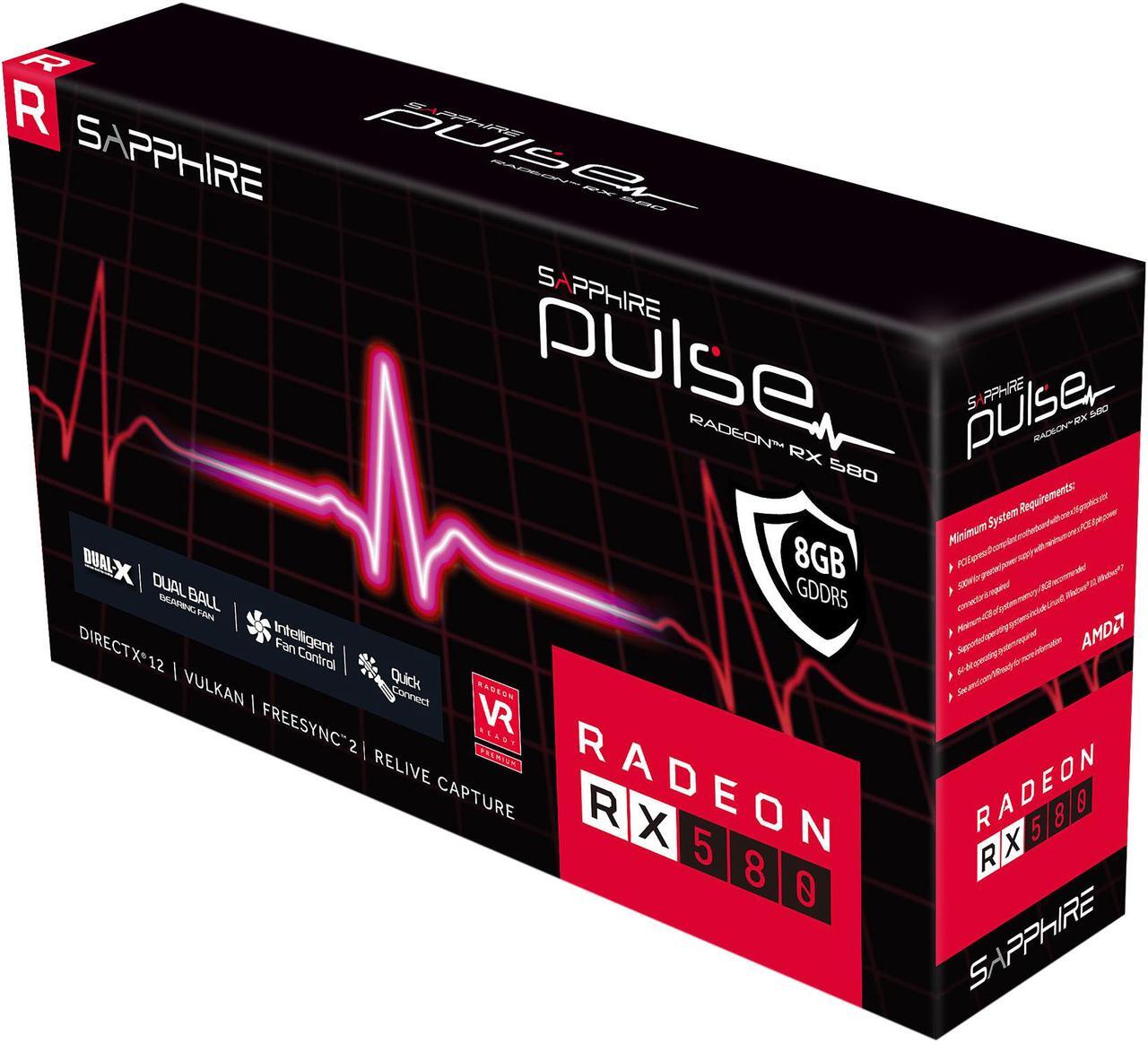 Alt view image 9 of 9 - SAPPHIRE PULSE Radeon RX 580 8GB GDDR5 PCI Express 3.0 x16 CrossFireX Support ATX Graphics Card 11265-05-20T