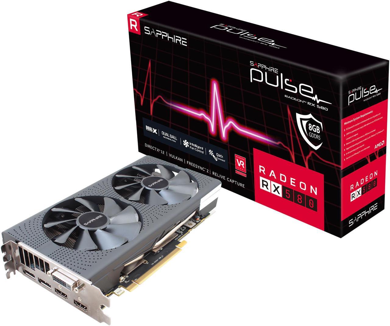 Alt view image 8 of 9 - SAPPHIRE PULSE Radeon RX 580 8GB GDDR5 PCI Express 3.0 x16 CrossFireX Support ATX Graphics Card 11265-05-20T