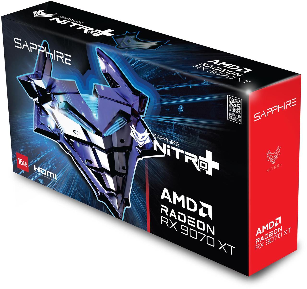Alt view image 6 of 8 - SAPPHIRE NITRO+ Radeon RX 9070 XT 16GB GDDR6 PCI Express 5.0 x16 ATX Graphics Card 11348-01-20G