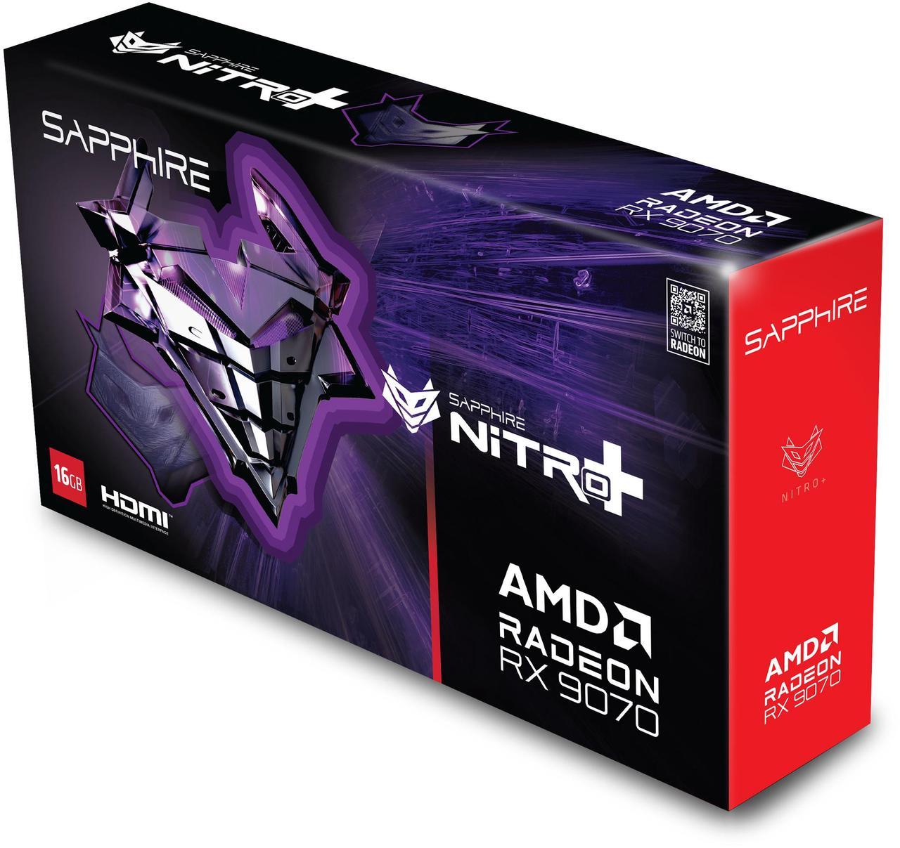Alt view image 6 of 8 - SAPPHIRE NITRO+ Radeon RX 9070 16GB GDDR6 PCI Express 5.0 x16 ATX Graphics Card 11349-01-20G