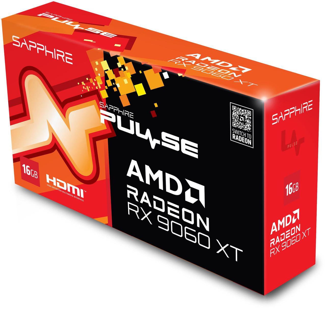Alt view image 6 of 9 - SAPPHIRE PULSE Radeon RX 9060 XT 16GB GDDR6 PCI Express 5.0 x16 ATX Graphics Card 11350-03-20G