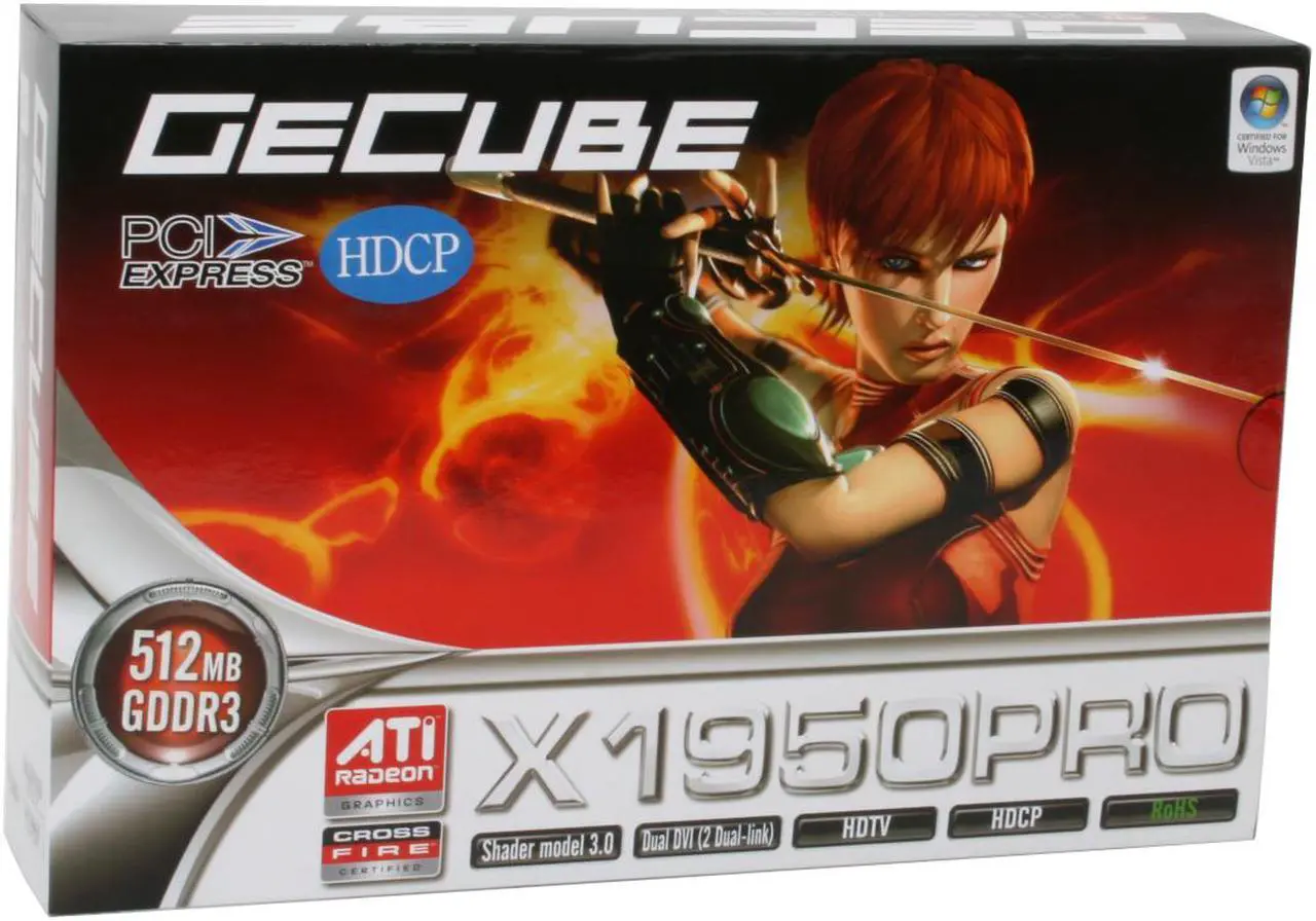 Alt view image 8 of 8 - GECUBE Radeon X1950PRO 512MB GDDR3 PCI Express x16 CrossFireX Support Graphics Card HV195PG3-E3 (R)