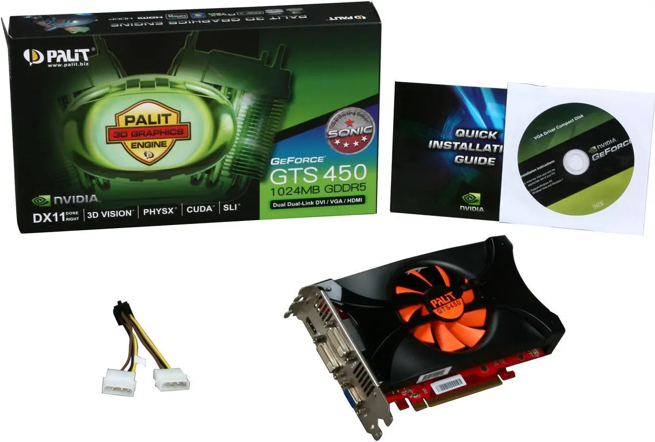 Alt view image 5 of 5 - Palit NE5S450SF1101 GeForce GTS 450 (Fermi) Sonic 1GB 128-bit GDDR5 PCI Express 2.0 x16 HDCP Ready SLI Support Video Card