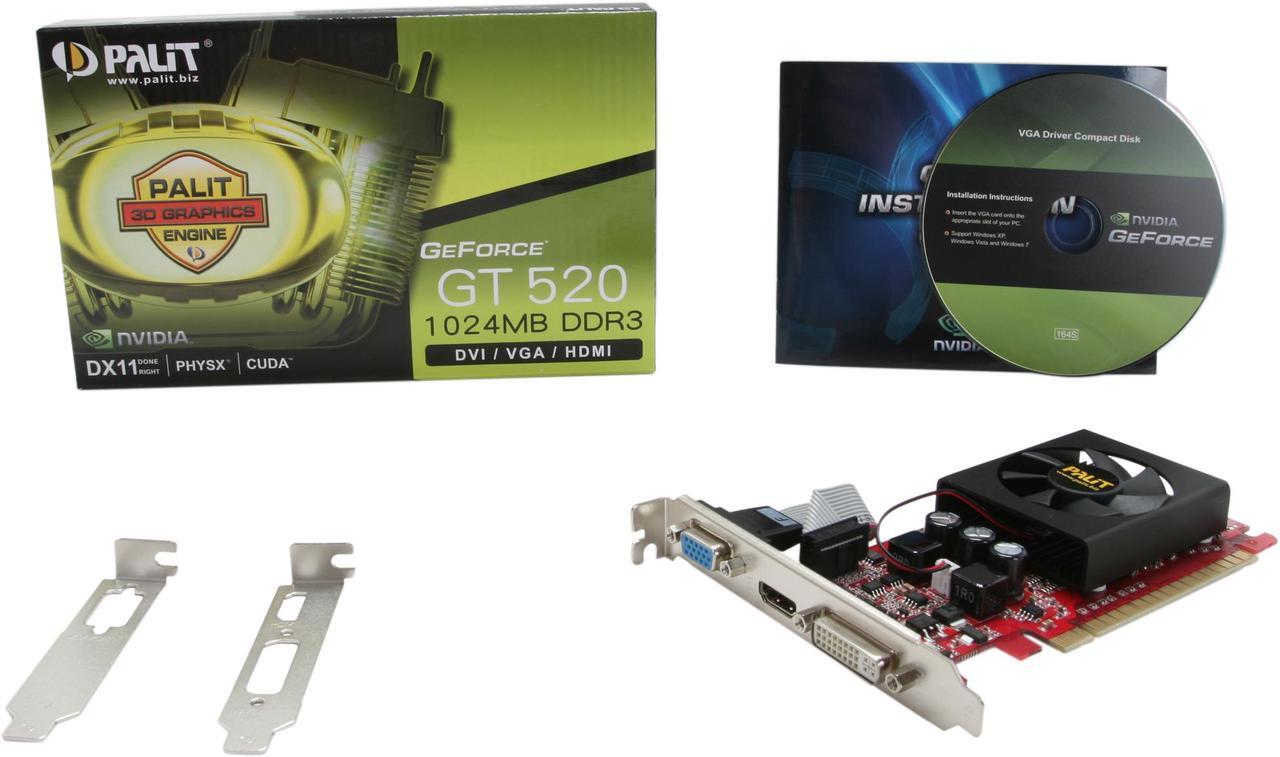 Alt view image 5 of 5 - Palit GeForce GT 520 (Fermi) 1GB DDR3 PCI Express 2.0 x16 Low Profile Ready Graphics Card NEAT5200HD06F