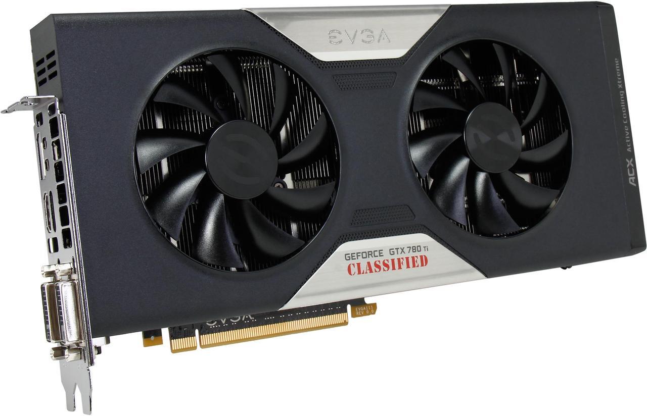 Main image of EVGA 03G-P4-2888-KR G-SYNC Support GeForce GTX 780 Ti Dual Classified w/ EVGA ACX Cooler 3GB 384-bit GDDR5 PCI Express 3.0 SLI Support Video Card