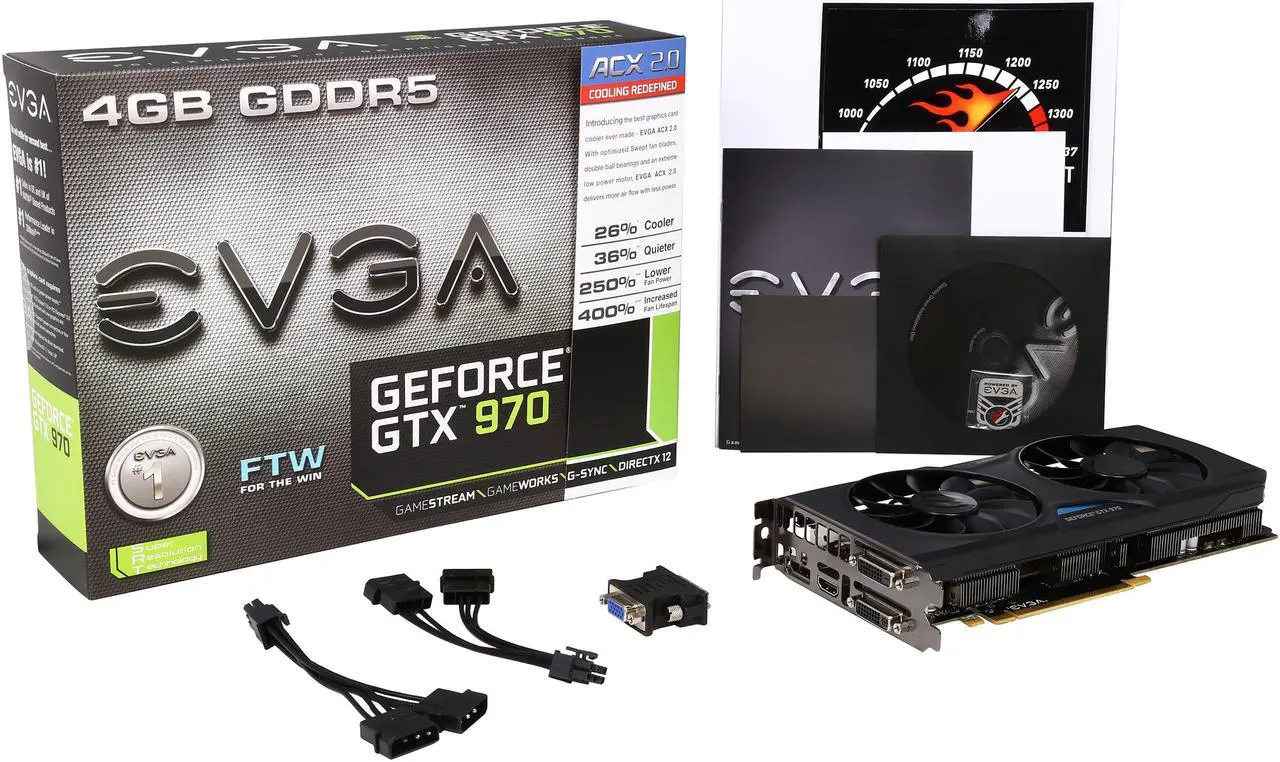 Alt view image 7 of 6 - EVGA GeForce GTX 970 04G-P4-2978-KR 4GB FTW GAMING w/ACX 2.0, Silent Cooling Graphics Card