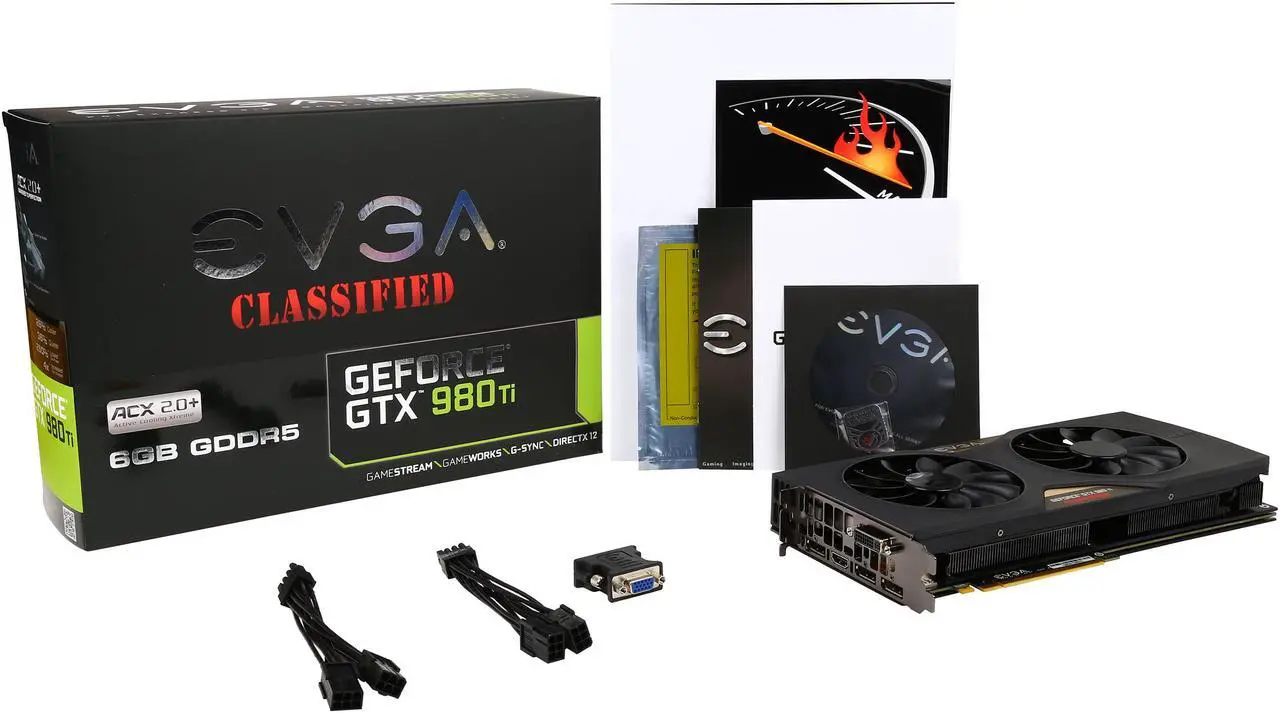 Alt view image 7 of 6 - EVGA GeForce GTX 980 Ti 06G-P4-4998-KR 6GB CLASSIFIED GAMING w/ACX 2.0+, Whisper Silent Cooling w/ Free Installed Backplate Graphics Card