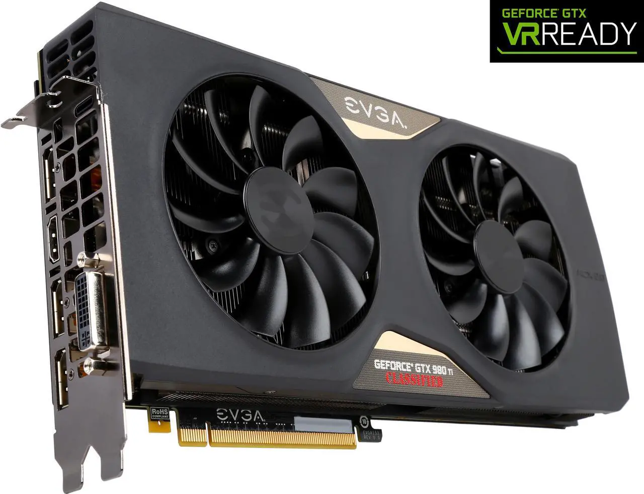 Main image of EVGA GeForce GTX 980 Ti 06G-P4-4998-KR 6GB CLASSIFIED GAMING w/ACX 2.0+, Whisper Silent Cooling w/ Free Installed Backplate Graphics Card