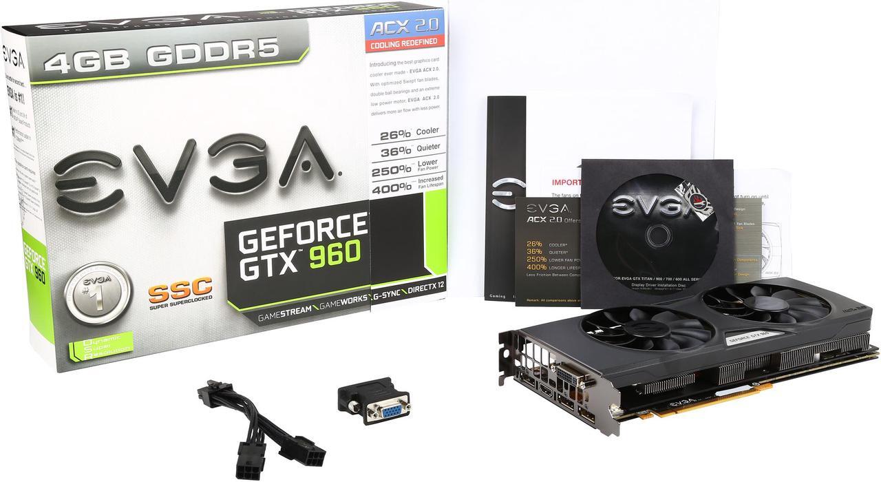 Alt view image 7 of 6 - EVGA GeForce GTX 960 04G-P4-3967-KR 4GB SSC GAMING w/ACX 2.0+, Whisper Silent Cooling w/ Free Installed Backplate Graphics Card