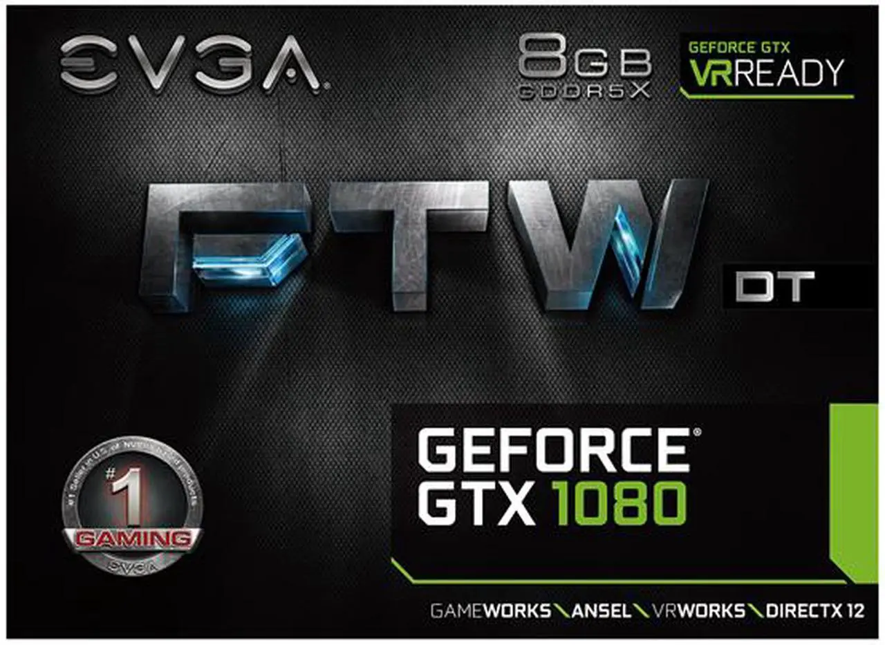 Alt view image 7 of 7 - EVGA GeForce GTX 1080 FTW DT GAMING ACX 3.0, 8GB GDDR5X, RGB LED, 10CM FAN, 10 Power Phases, DX12, 08G-P4-6284-KR