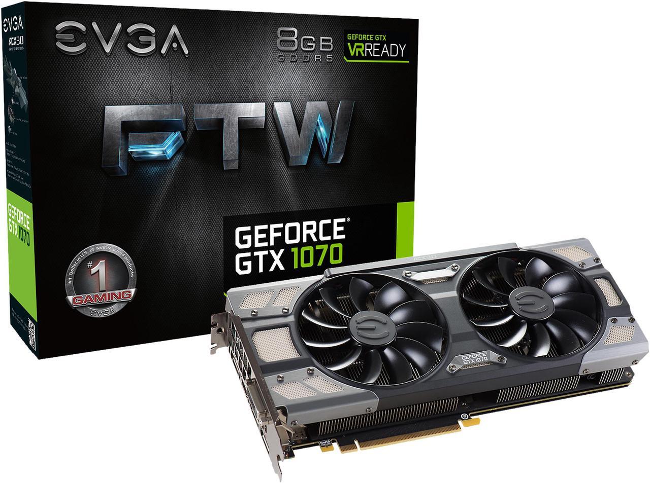 Alt view image 6 of 6 - EVGA GeForce GTX 1070 FTW GAMING ACX 3.0, 08G-P4-6276-KR, 8GB GDDR5, RGB LED, 10CM FAN, 10 Power Phases, Double BIOS, DX12 OSD Support (PXOC)