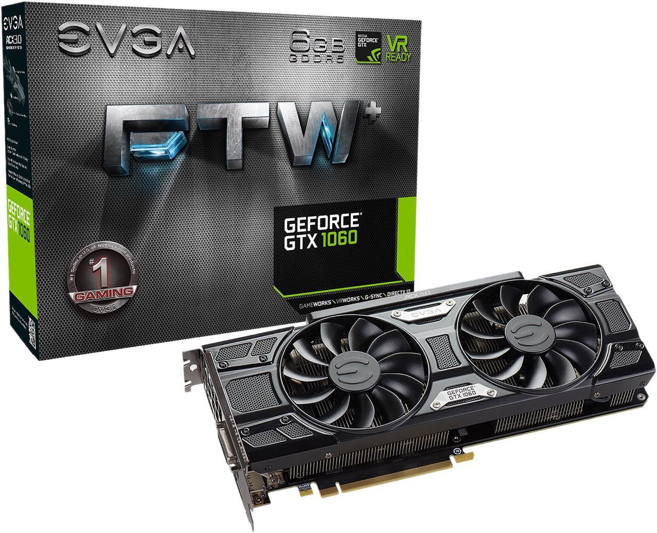 Alt view image 7 of 8 - EVGA GeForce GTX 1060 6GB GDDR5 PCI Express 3.0 FTW+ GAMING ACX 3.0 Video Card 06G-P4-6368-KR