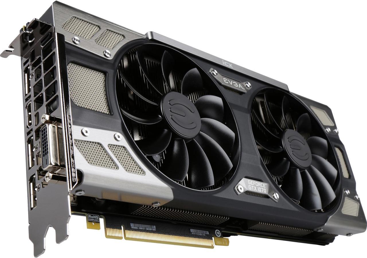Main image of EVGA GeForce GTX 1070 FTW2 GAMING iCX, 08G-P4-6676-KR, 8GB GDDR5, RGB LED, 9 Thermal Sensors, Asynchronous Fan Control, Thermal Display LED System, Optimized Airflow Fin Design, Die Cast/Form Fitted Baseplate/Backplate