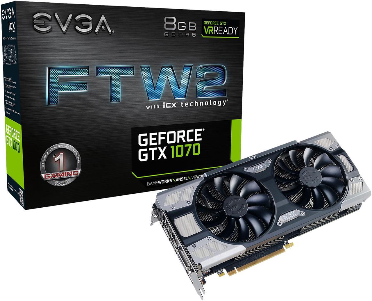 Alt view image 6 of 6 - EVGA GeForce GTX 1070 FTW2 GAMING iCX, 08G-P4-6676-KR, 8GB GDDR5, RGB LED, 9 Thermal Sensors, Asynchronous Fan Control, Thermal Display LED System, Optimized Airflow Fin Design, Die Cast/Form Fitted Baseplate/Backplate