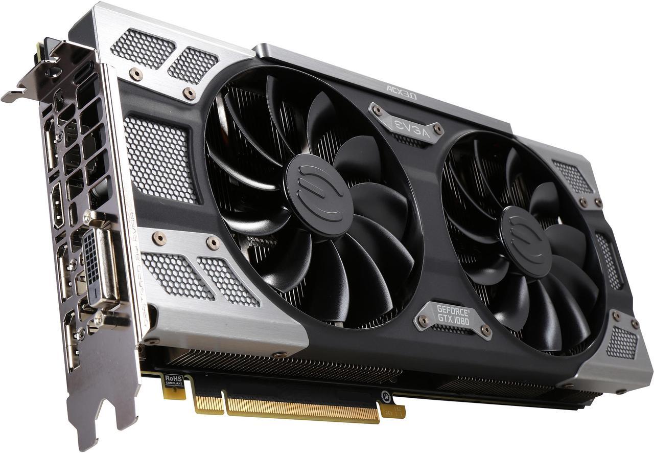 Main image of EVGA GeForce GTX 1080 08G-P4-6284-RX FTW DT GAMING ACX 3.0, 8GB GDDR5X, RGB LED, 10CM FAN, 10 Power Phases, Double BIOS, DX12 OSD Support (PXOC) Graphics Card